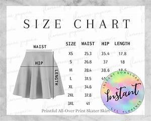 Printful Women Skirt Size Chart All Over Print Skater Skirt Etsy