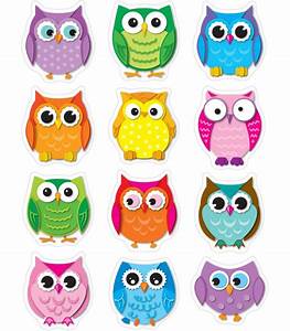 Colorful Owls Shape Stickers Grade Pk 5 Carson Dellosa Publishing