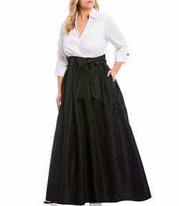  howard plus size color block notch collar taffeta ball gown