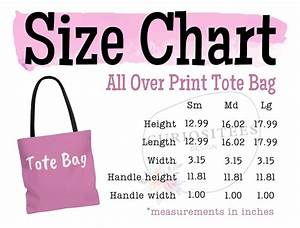 Tote Bag Size Chart Size Chart For Aop Tote Bag Pod Size Etsy