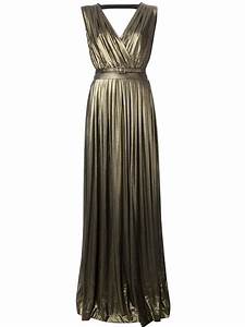 Lyst Temperley London Pleated Empire Line Maxi Dress In Metallic