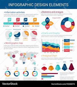 Infographic Design Elements With Map Graph Chart Vector Image