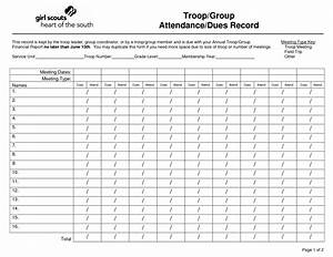 Attendance Dues Tracker Girl Scout Activities Girl Scout Troop Girl