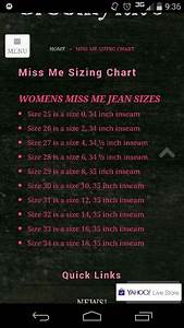 Miss Me Jeans Size Chart Miss Me Size Chart Jeans For Sale Jeans Size