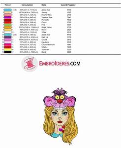Alternative Color Charts For Alice With Cheshire Cat Hat Embroidery
