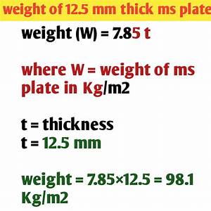 Weight Of Ms Plate Unit Weight Of Ms Plate Civil Sir