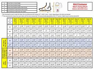 Billy Footwear Sizing Information