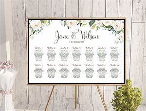 Ivory White Floral Wedding Seating Chart Free Wedding Seating Charts