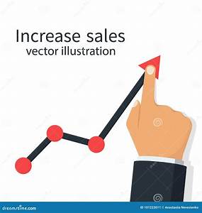 Increase Sales Diagram Up Businessman Raises Hand Financial Chart