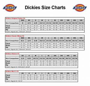 Dickies Size Chart Greenbushfarm Com