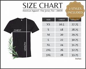 American Apparel 2001w Size Chart 2001w T Shirt Size Guide Etsy