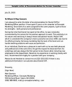 Colleague Letter Of Recommendation For Coworker Sample Hq Template