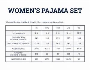 Women 39 S Pajamas Size Chart Pittie Clothing Co