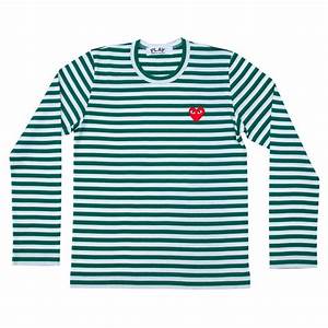 Play Play Comme Des Garçons Striped T Shirt Green White Dover