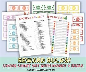 Chore Chart With Money Rewards Bucks Made In A Day