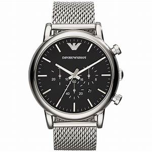 Emporio Armani Mens Chronograph Stainless Steel Mesh Bracelet Watch