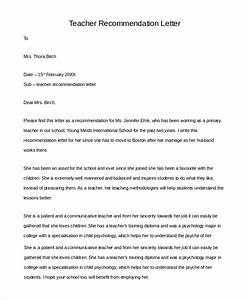 Free 10 Sample Teacher Letter Of Recommendation In Pdf Ms Word
