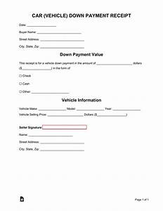 Down Payment Receipt Template Word