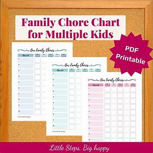 Family Chore Chart For Multiple Kids Printable Daily Etsy