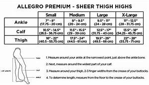Allegro Premium Sheer Thigh High Size Chart