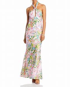 Ml Lhuillier Rose Satin Halter Gown Bloomingdale 39 S