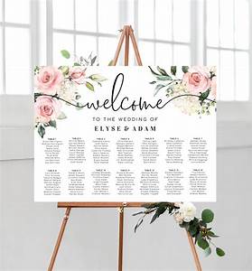 Paper Party Supplies Pink Blush Floral Wedding Seating Chart Template