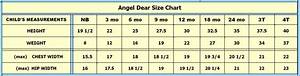Angel Dear Size Chart Size Chart For Angel Dear Baby Clothes