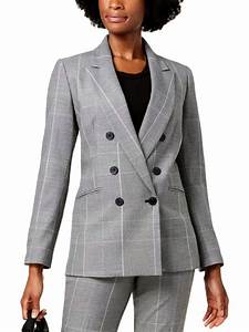 Nine West Nine West Womens Double Breasted Plaid Three Button Suit