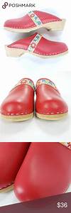  Andersson Wooden Clogs Red Leather Ribbon 39 Wooden Clogs