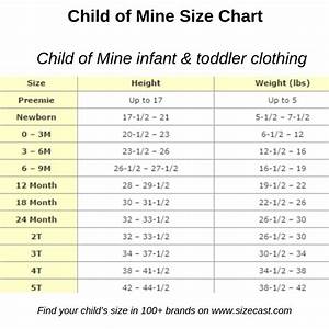 Child Of Mine Size Chart Baby Clothes Size Chart Baby Clothing Size