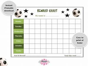 Reward Chart Football Soccer Printable Children Kids Reward Chart