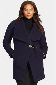  Ralph Tab Front Asymmetrical Wool Blend Coat Plus Size