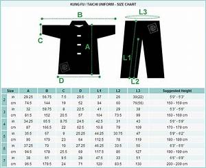 Martia Arts Uniform Size Chart