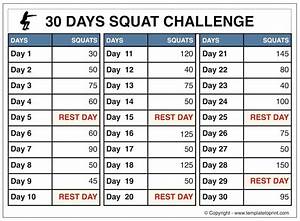 The Free Printable Squat Challenge Chart Squat Challenge Chart 30