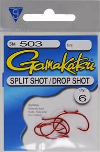 Gamakatsu Split Shot Drop Shot Hooks Red