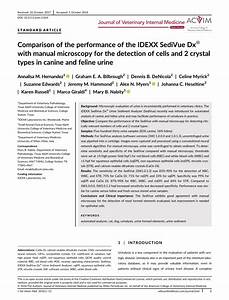 Pdf Comparison Of The Performance Of The Idexx Sedivue Dx With