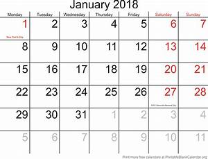 January 2018 Printable Blank Calendar Printable Blank Calendar Org