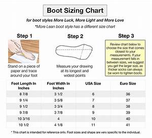 Justin Boot Size Chart