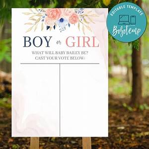 Boy Or Girl Chart Printable Instant Download Bobotemp