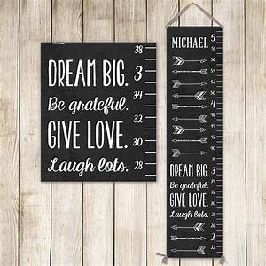 modern growth chart personalized canvas growth chart grey etsy