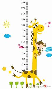 Growup Monkey Giraffe Animals Height Measurement Growth Chart Flowers