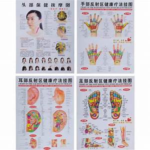 4pcs Set Human Body Meridian Chart Foot Reflex Zone Health Therapy Wall