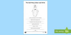 Hail Mary Colour And Write Worksheet Worksheet