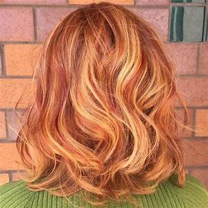 Auburn Lob With Strawberry Highlights Red Hair With 