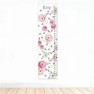 Personalized Girls Floral Growth Chart Canvas Growth Chart Etsy