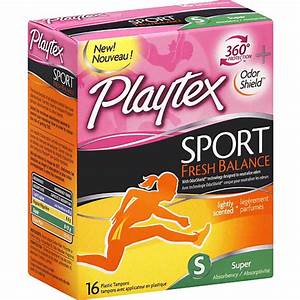 Playtex Sport Fresh Balance Plastic Tampons Super 16 Ct Cuidado