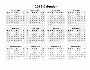 2019 Printable Calendar Templates Pdf Excel Word Free Printable Images