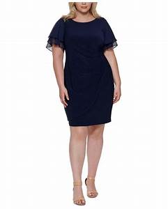  Howard Chiffon Plus Size Flutter Sleeve Side Ruched Dress In
