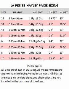 size chart la flower girl eternal bridal