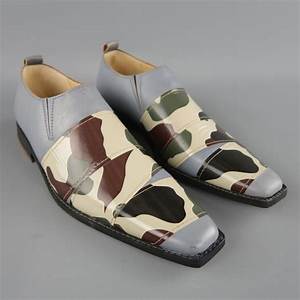 Comme Des Garcons Homme Plus Size 6 Grey Camo Leather Loafers